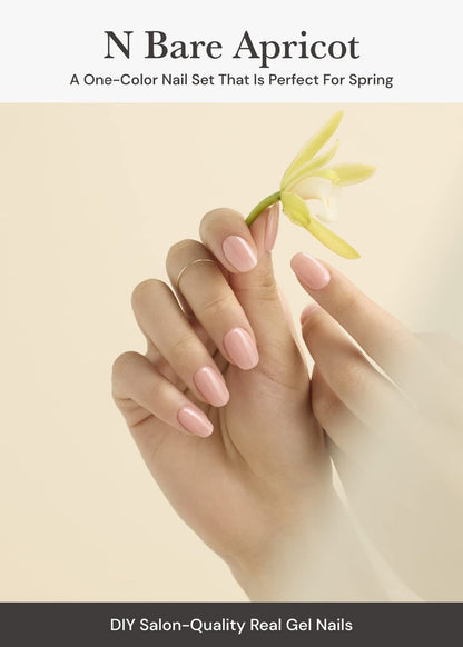 ohora Semi Cured Gel Nail Strips - N Bare Apricot | Nude Solid Color, Long-Lasting Salon-Quality Nails, Easy Apply & Remove Avelisse