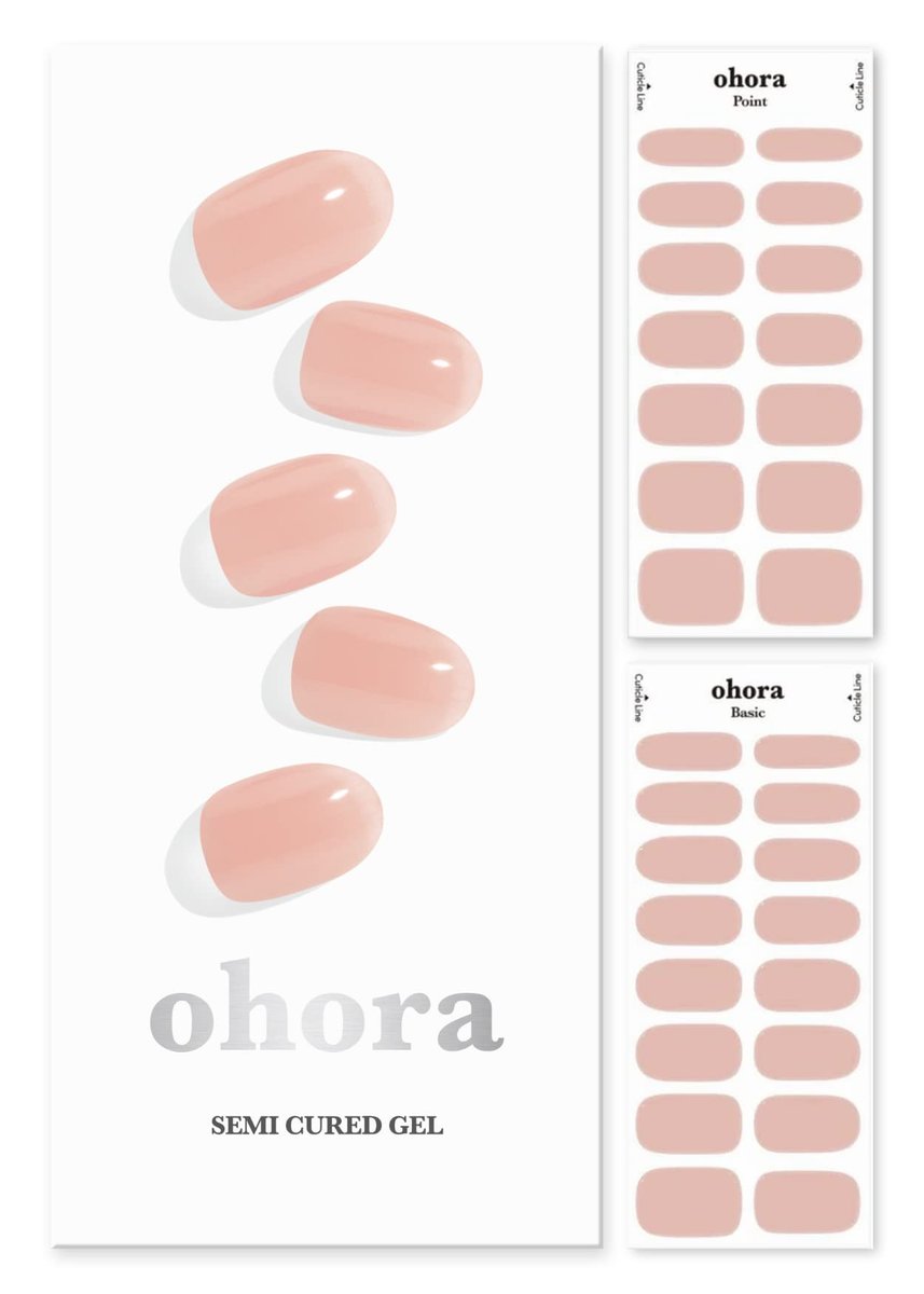 ohora Semi Cured Gel Nail Strips - N Bare Apricot | Nude Solid Color, Long-Lasting Salon-Quality Nails, Easy Apply & Remove Avelisse