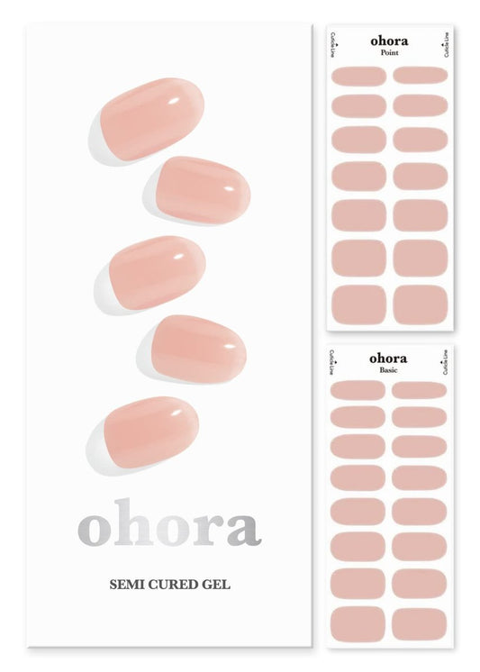 ohora Semi Cured Gel Nail Strips - N Bare Apricot | Nude Solid Color, Long-Lasting Salon-Quality Nails, Easy Apply & Remove Avelisse