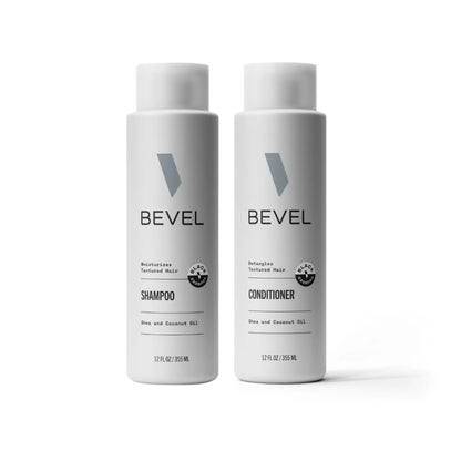 Bevel Shampoo and Conditioner Set for Men - Hair Wash Bundle Pack with Shea Butter and Coconut Oil Moisturizes and Detangles Textured Hair - 12 oz Avelisse