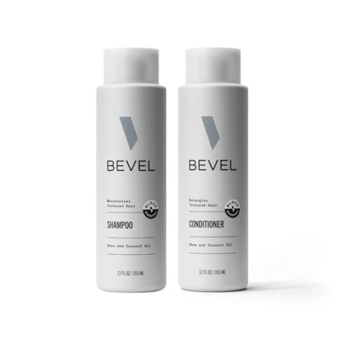 Bevel Shampoo and Conditioner Set for Men - Hair Wash Bundle Pack with Shea Butter and Coconut Oil Moisturizes and Detangles Textured Hair - 12 oz Avelisse