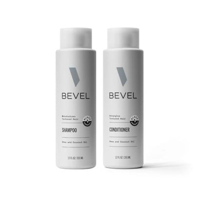 Bevel Shampoo and Conditioner Set for Men - Hair Wash Bundle Pack with Shea Butter and Coconut Oil Moisturizes and Detangles Textured Hair - 12 oz Avelisse