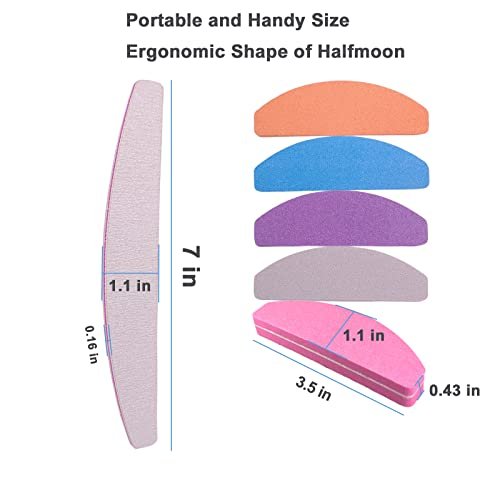AhaTopia Nail File and Buffer (10 Pcs) - Double Sided 100/180 Grit Buffer Block for Acrylic and Natural Nails, Manicure Set with Halfmoon Arc Emery Board Buffing Blocks - görsel 4
