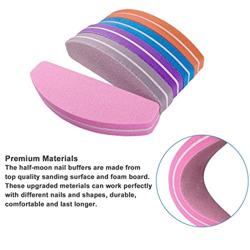 AhaTopia Nail File and Buffer (10 Pcs) - Double Sided 100/180 Grit Buffer Block for Acrylic and Natural Nails, Manicure Set with Halfmoon Arc Emery Board Buffing Blocks - görsel 8