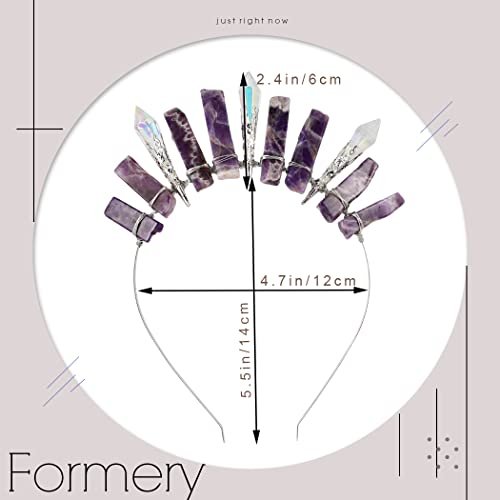 Formery Purple Raw Crystal Crown Silver Amethyst Quartz Headband – Elegant Hair Accessories for Women - görsel 12