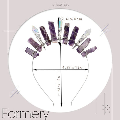 Formery Purple Raw Crystal Crown Silver Amethyst Quartz Headband – Elegant Hair Accessories for Women