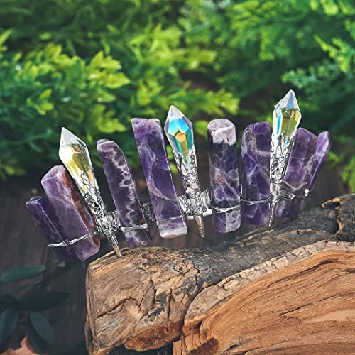 Formery Purple Raw Crystal Crown Silver Amethyst Quartz Headband – Elegant Hair Accessories for Women - görsel 8