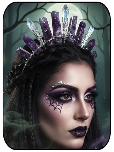 Formery Purple Raw Crystal Crown Silver Amethyst Quartz Headband – Elegant Hair Accessories for Women