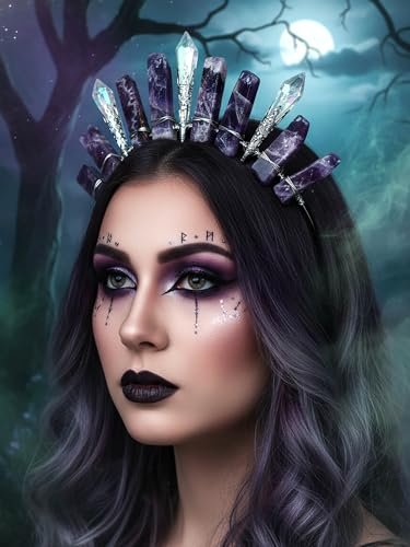 Formery Purple Raw Crystal Crown Silver Amethyst Quartz Headband – Elegant Hair Accessories for Women - görsel 14