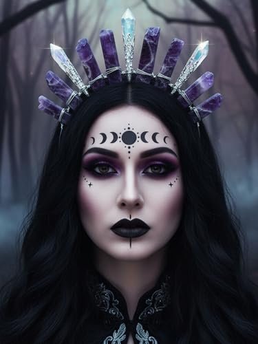 Formery Purple Raw Crystal Crown Silver Amethyst Quartz Headband – Elegant Hair Accessories for Women - görsel 18