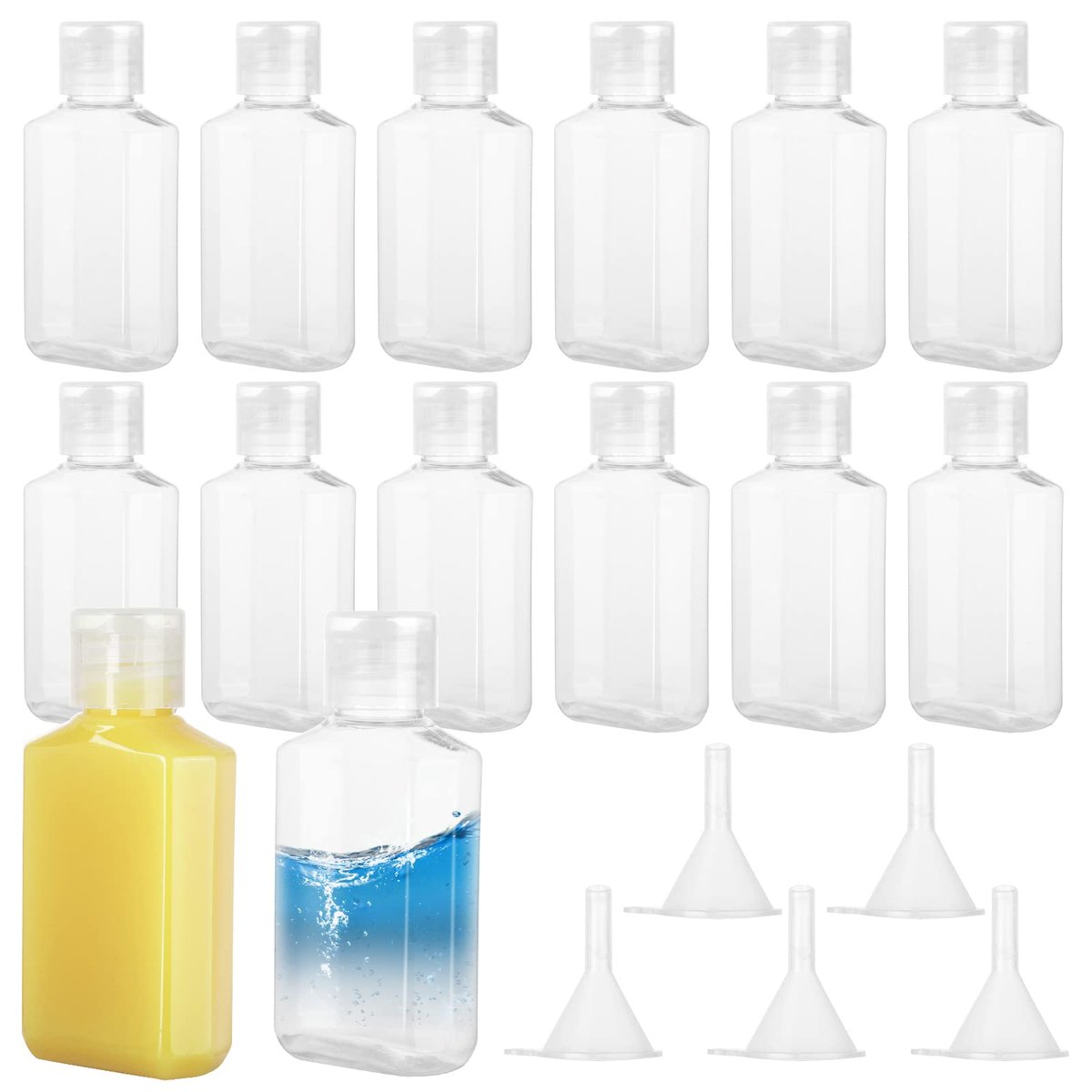 CYEAH 100-Pack 2 oz Empty Hand Sanitizer Bottles – Clear Refillable Flip-Top Travel Bottles for Business Trips, Camping & On-the-Go Hygiene - görsel 1