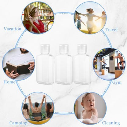 CYEAH 100-Pack 2 oz Empty Hand Sanitizer Bottles – Clear Refillable Flip-Top Travel Bottles for Business Trips, Camping & On-the-Go Hygiene