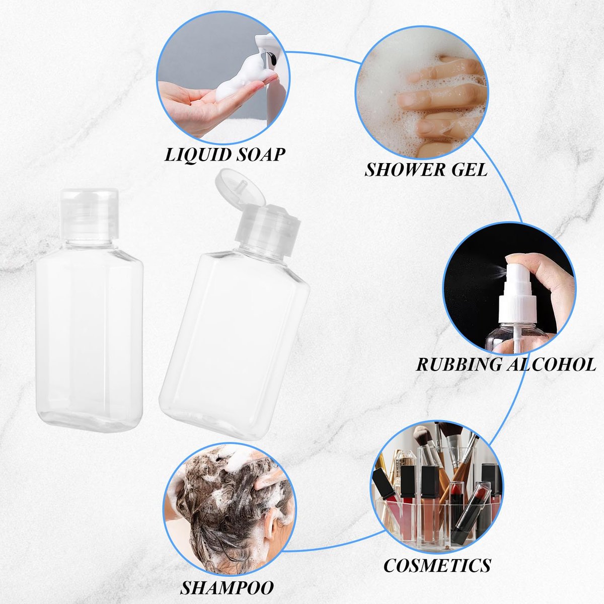 CYEAH 100-Pack 2 oz Empty Hand Sanitizer Bottles – Clear Refillable Flip-Top Travel Bottles for Business Trips, Camping & On-the-Go Hygiene - görsel 11