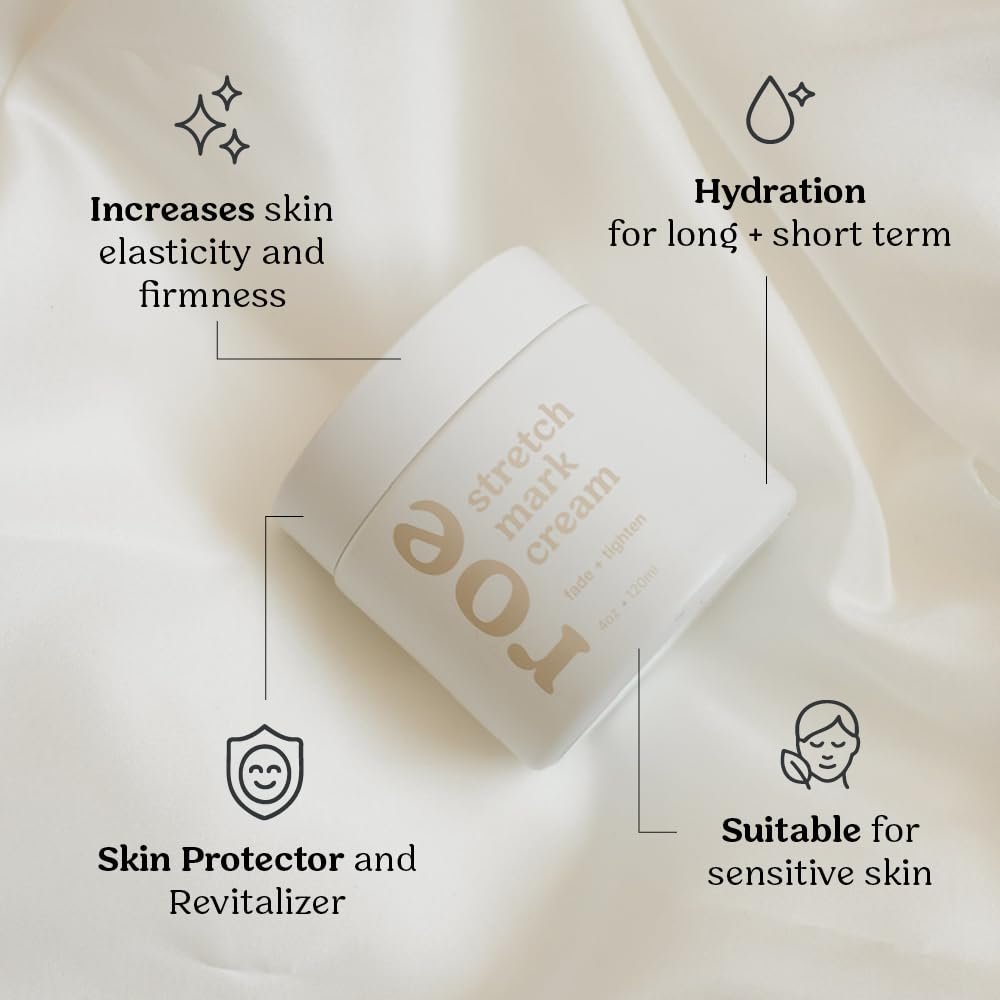 Roe Wellness Stretch Mark Cream for Pregnancy & Prevention – Plant-Based Hydration for Sensitive Skin, Increases Elasticity & Firmness Avelisse