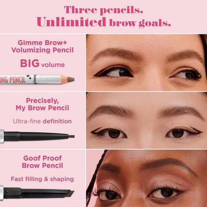 Benefit Gimme Brow+ Volumizing Pencil - Warm Deep Brown #4 - Buildable Eyebrow Color for Natural Volume