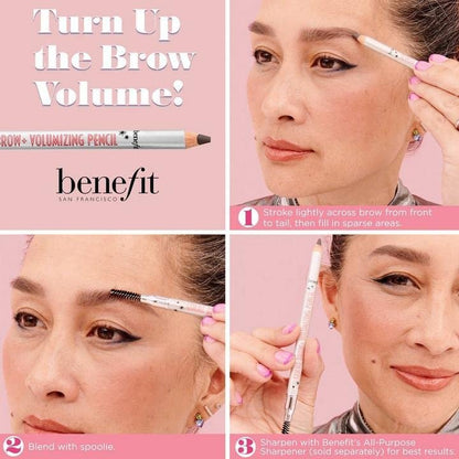 Benefit Gimme Brow+ Volumizing Pencil - Warm Deep Brown #4 - Buildable Eyebrow Color for Natural Volume