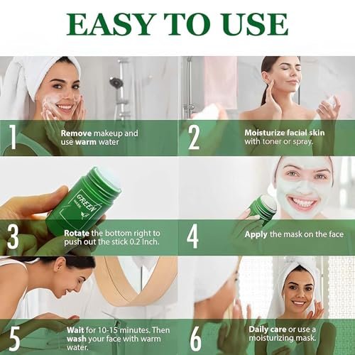 MISEDI Green Tea Mask Stick – 2 Pack, Blackhead Remover & Deep Pore Cleansing Face Mask with Green Tea Extract, Moisturizing for All Skin Types Avelisse