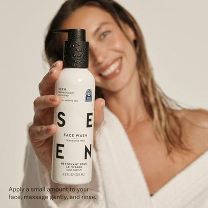 SEEN Face Wash Fragrance Free - Non-Comedogenic Face Cleanser for Sensitive, Eczema & Acne Prone Skin - Dermatologist-Developed, 6.8 Fl Oz Avelisse