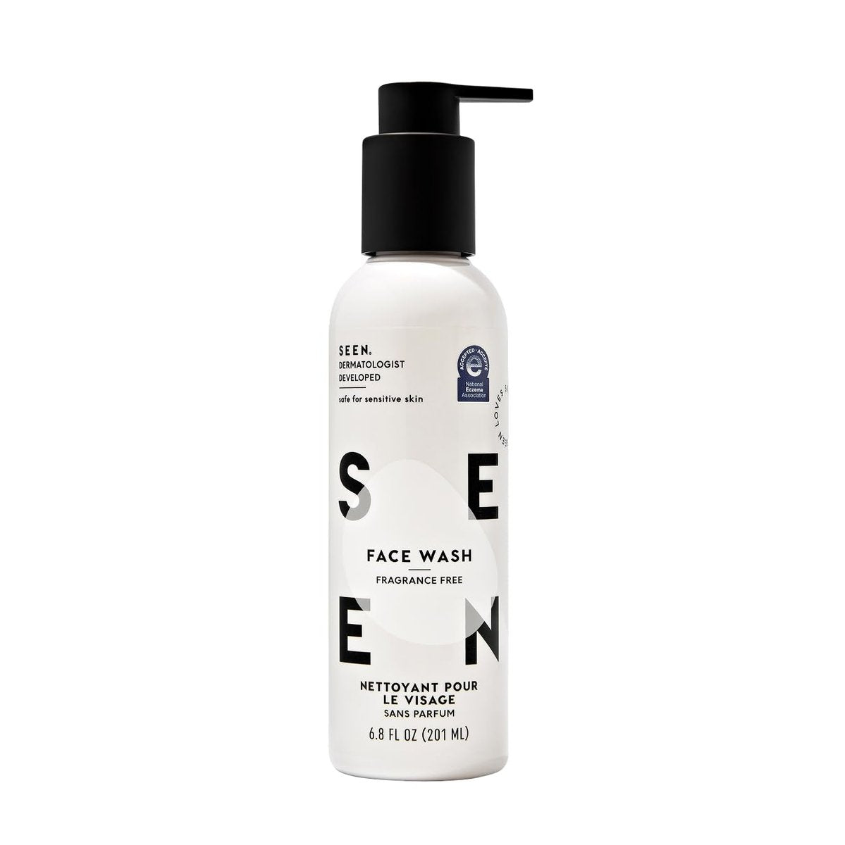 SEEN Face Wash Fragrance Free - Non-Comedogenic Face Cleanser for Sensitive, Eczema & Acne Prone Skin - Dermatologist-Developed, 6.8 Fl Oz Avelisse