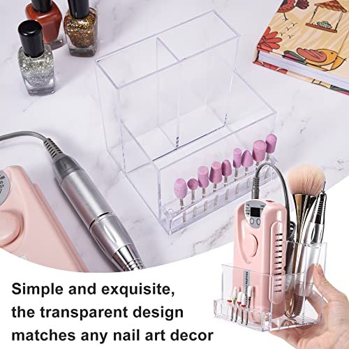 Noverlife 10 Holes Mini Nail Drill Machine & Bits Storage Box – Transparent Nail Drill Grinding Bit Organizer, Plastic Nail Drill Tool Displayer Holder Case - görsel 10