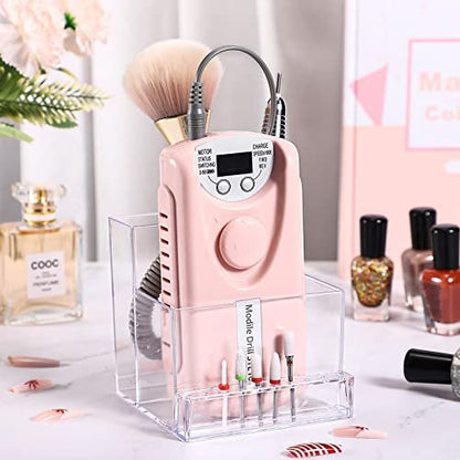 Noverlife 10 Holes Mini Nail Drill Machine & Bits Storage Box – Transparent Nail Drill Grinding Bit Organizer, Plastic Nail Drill Tool Displayer Holder Case