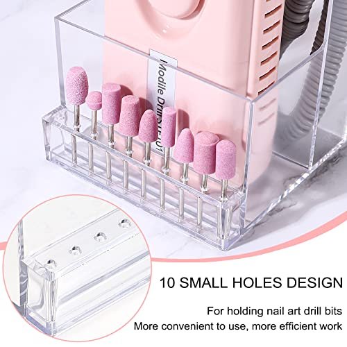 Noverlife 10 Holes Mini Nail Drill Machine & Bits Storage Box – Transparent Nail Drill Grinding Bit Organizer, Plastic Nail Drill Tool Displayer Holder Case - görsel 8