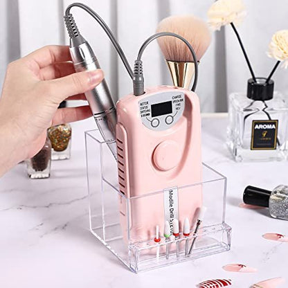 Noverlife 10 Holes Mini Nail Drill Machine & Bits Storage Box – Transparent Nail Drill Grinding Bit Organizer, Plastic Nail Drill Tool Displayer Holder Case