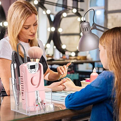 Noverlife 10 Holes Mini Nail Drill Machine & Bits Storage Box – Transparent Nail Drill Grinding Bit Organizer, Plastic Nail Drill Tool Displayer Holder Case