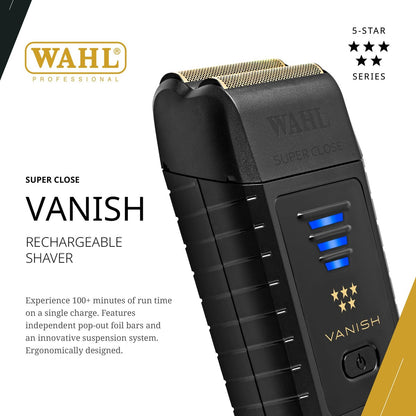 Wahl Professional 5 Star Vanish Shaver - Cordless Lithium-Ion Foil Shaver with 100+ Minute Runtime, Ergonomic Design, Gold Avelisse