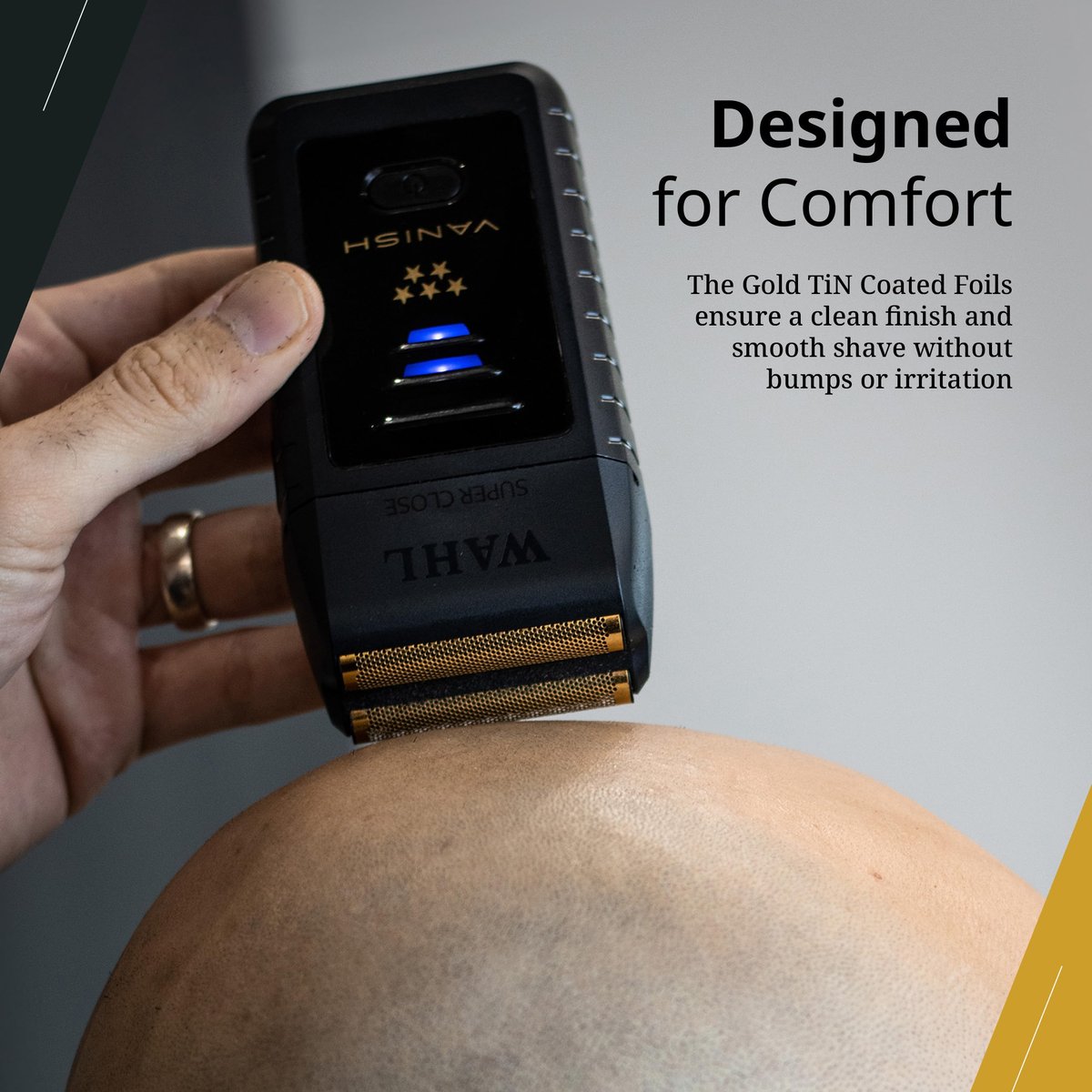 Wahl Professional 5 Star Vanish Shaver - Cordless Lithium-Ion Foil Shaver with 100+ Minute Runtime, Ergonomic Design, Gold Avelisse
