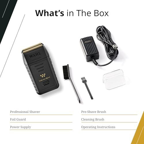 Wahl Professional 5 Star Vanish Shaver - Cordless Lithium-Ion Foil Shaver with 100+ Minute Runtime, Ergonomic Design, Gold Avelisse