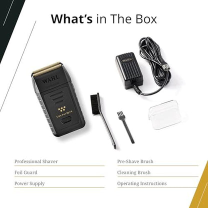 Wahl Professional 5 Star Vanish Shaver - Cordless Lithium-Ion Foil Shaver with 100+ Minute Runtime, Ergonomic Design, Gold Avelisse