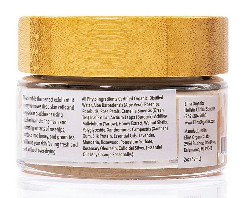 Organic Face Scrub 2oz – Natural Exfoliator with Crushed Walnut Shells, Aloe Vera, Green Tea, & Silk Protein – Clears Blackheads & Smooths Skin – Hydrating & Gentle for All Skin Types - görsel 4