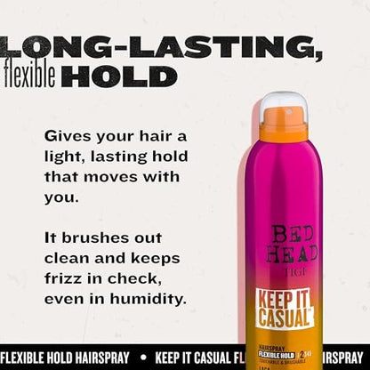 TIGI Bed Head Keep It Casual Hair Spray - Flexible Hold with Brushable Finish, Frizz & Static Control, 9.1 oz
