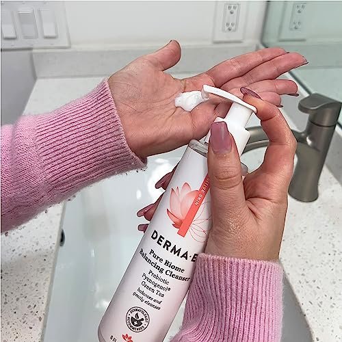 Derma E Pure Biome Balancing Cleanser - Cranberry, 6 Fl Oz - Gentle Daily Face Wash for Sensitive Skin Avelisse