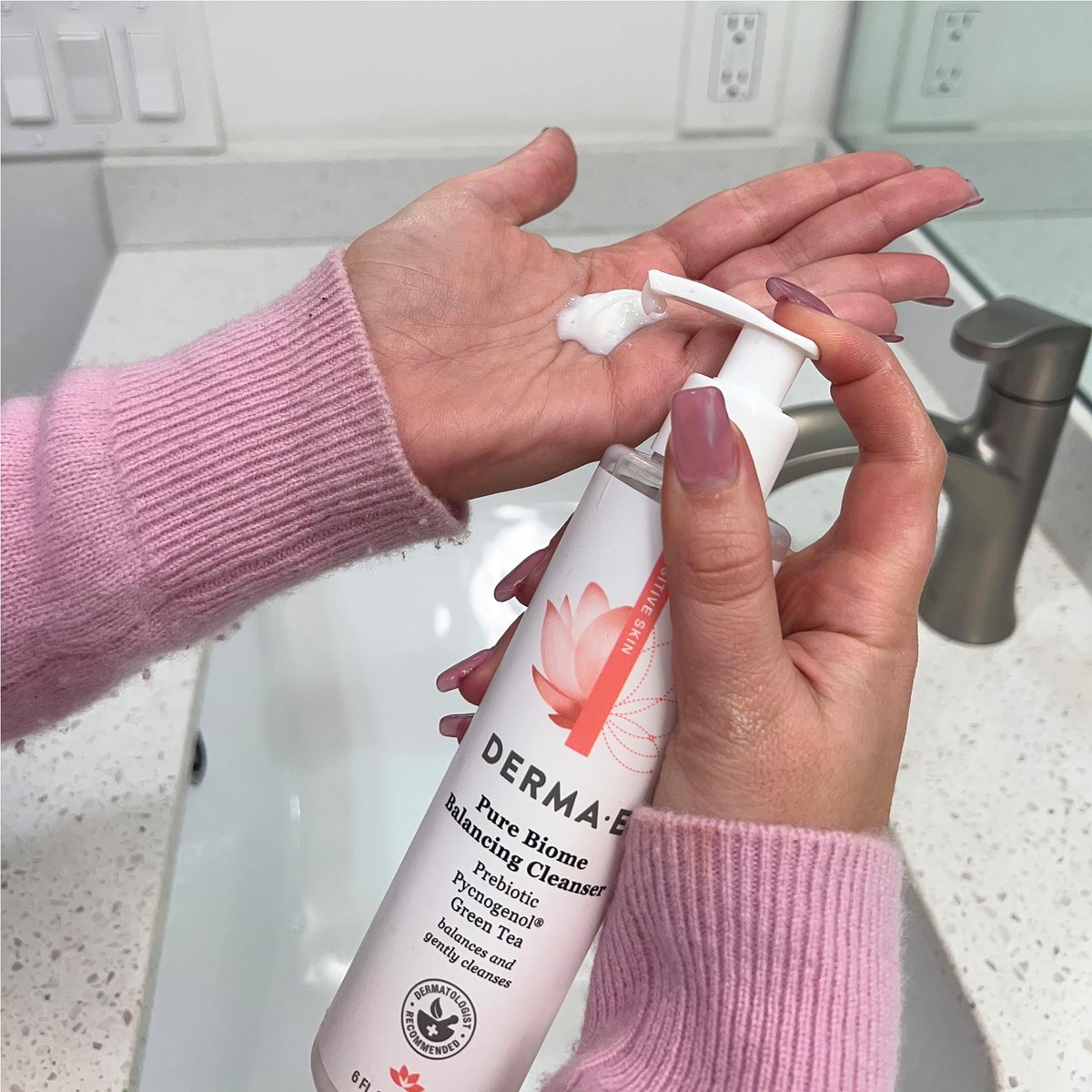 Derma E Pure Biome Balancing Cleanser - Cranberry, 6 Fl Oz - Gentle Daily Face Wash for Sensitive Skin Avelisse