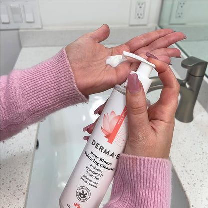 Derma E Pure Biome Balancing Cleanser - Cranberry, 6 Fl Oz - Gentle Daily Face Wash for Sensitive Skin Avelisse