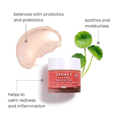 DERMA E Pure Biome Balancing Cream - 2 oz | Cranberry | Face Moisturizer for Balanced Skin Avelisse
