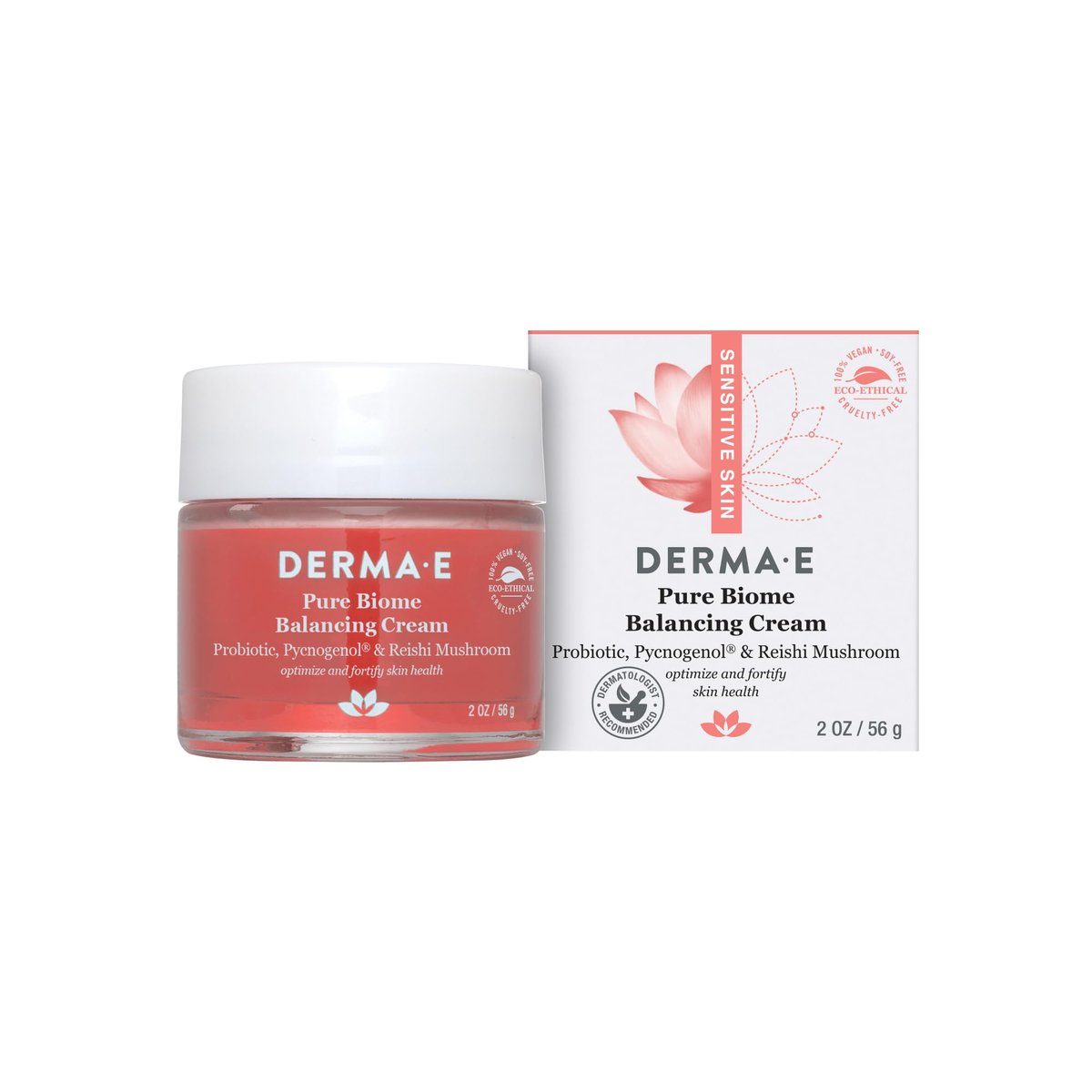DERMA E Pure Biome Balancing Cream - 2 oz | Cranberry | Face Moisturizer for Balanced Skin Avelisse