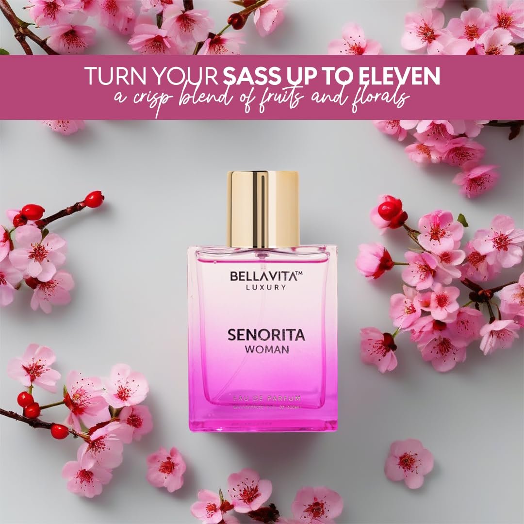 Bellavita Luxury Senorita Eau de Parfum for Women – Fresh Floral with Yuzu, Peony & Musk – 100 ml (3.4 fl.oz.) Long-Lasting Fragrance Avelisse
