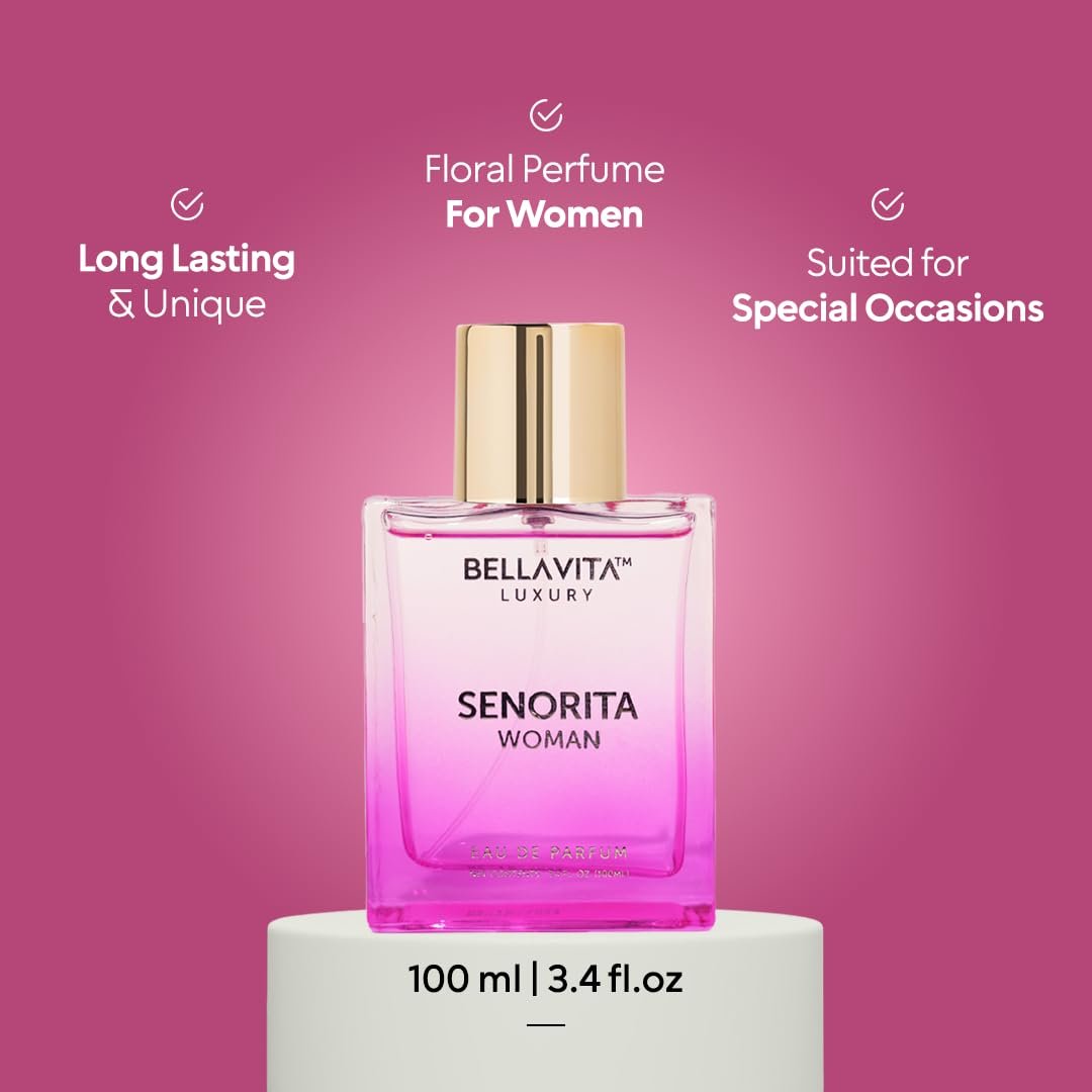 Bellavita Luxury Senorita Eau de Parfum for Women – Fresh Floral with Yuzu, Peony & Musk – 100 ml (3.4 fl.oz.) Long-Lasting Fragrance Avelisse