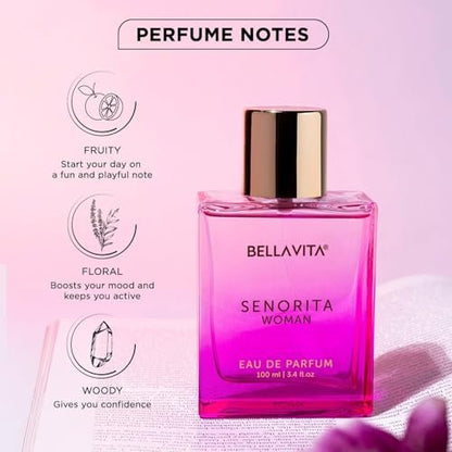 Bellavita Luxury Senorita Eau de Parfum for Women – Fresh Floral with Yuzu, Peony & Musk – 100 ml (3.4 fl.oz.) Long-Lasting Fragrance Avelisse
