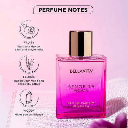 Bellavita Luxury Senorita Eau de Parfum for Women – Fresh Floral with Yuzu, Peony & Musk – 100 ml (3.4 fl.oz.) Long-Lasting Fragrance Avelisse