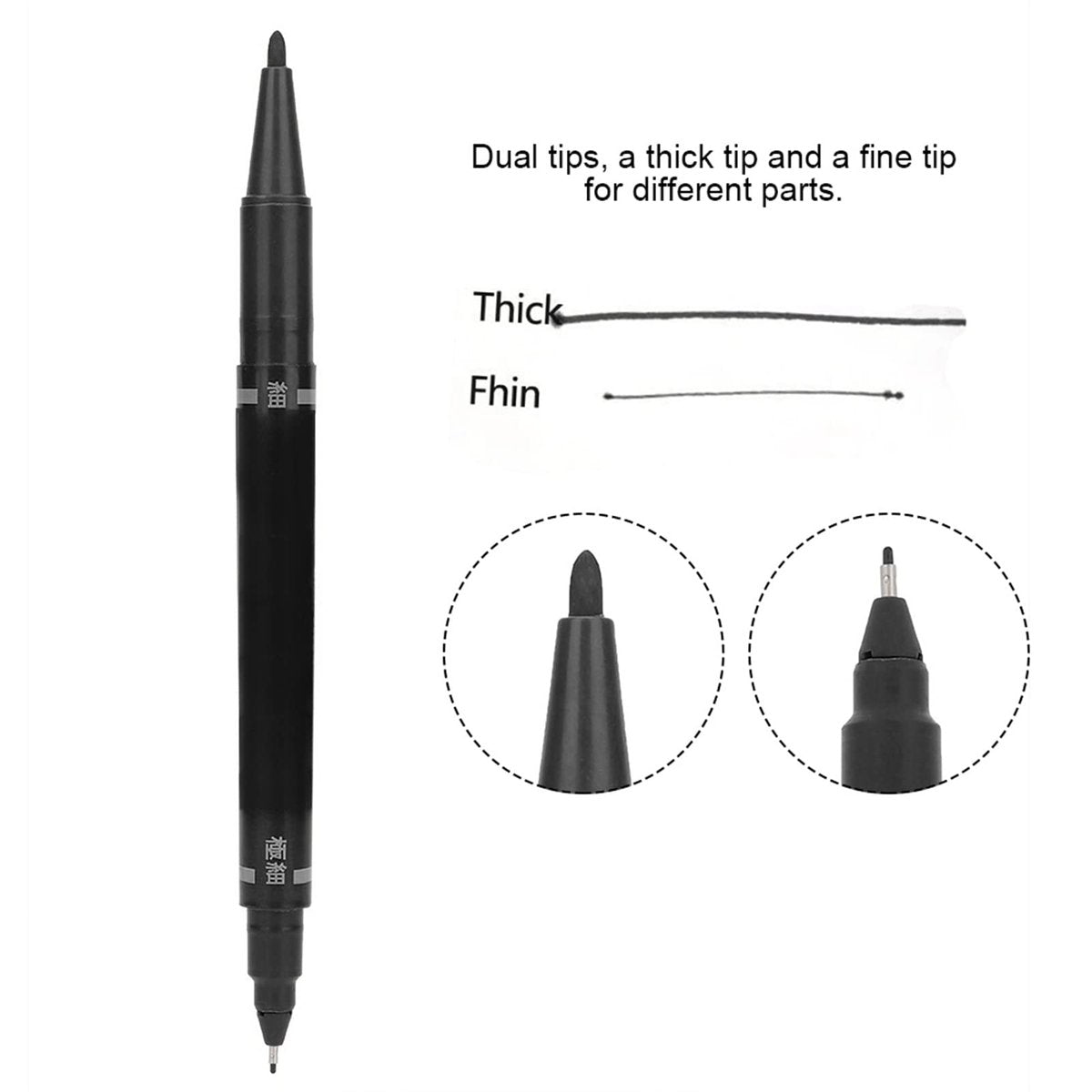 Tiiyee 10-Pack Tattoo Skin Markers – Fine & Regular Tip Stencil Pens for Tattoo Artists (Black) Avelisse