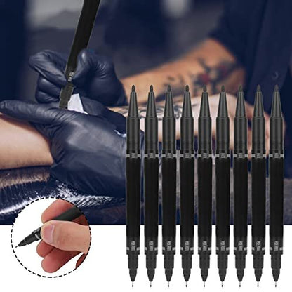 Tiiyee 10-Pack Tattoo Skin Markers – Fine & Regular Tip Stencil Pens for Tattoo Artists (Black) Avelisse