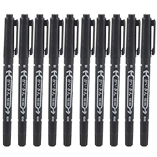 Tiiyee 10-Pack Tattoo Skin Markers – Fine & Regular Tip Stencil Pens for Tattoo Artists (Black) Avelisse