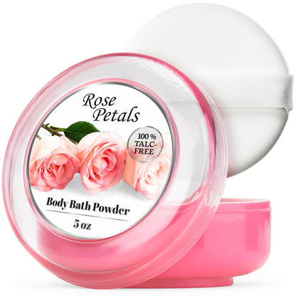R-NEU Body Powder for Women – Talc-Free Dusting Powder with Elegant Rose Petals Scent, 5 oz