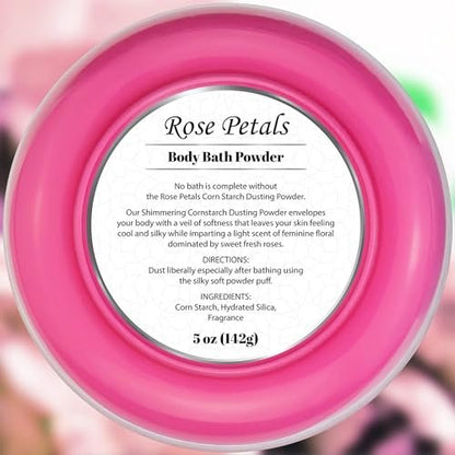 R-NEU Body Powder for Women – Talc-Free Dusting Powder with Elegant Rose Petals Scent, 5 oz