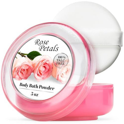 R-NEU Body Powder for Women – Talc-Free Dusting Powder with Elegant Rose Petals Scent, 5 oz
