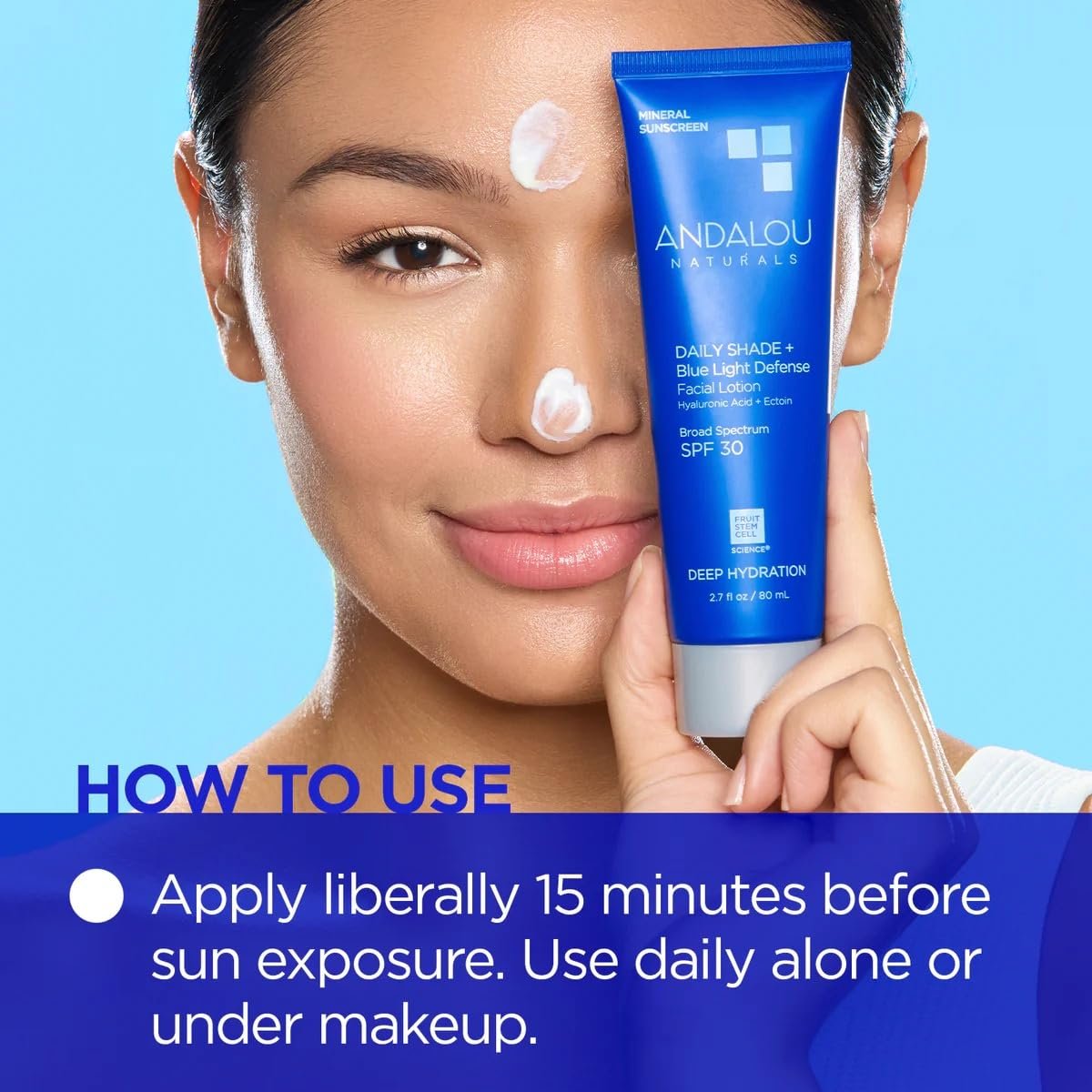 Andalou Naturals Clear Skin Mineral Face Sunscreen SPF 30 - Daily Shade Pollution Defense Facial Sunblock Lotion with Zinc Oxide - Lightweight, Non-Greasy, Non-comedogenic, Fragrance-Free - 2.7 fl oz Avelisse